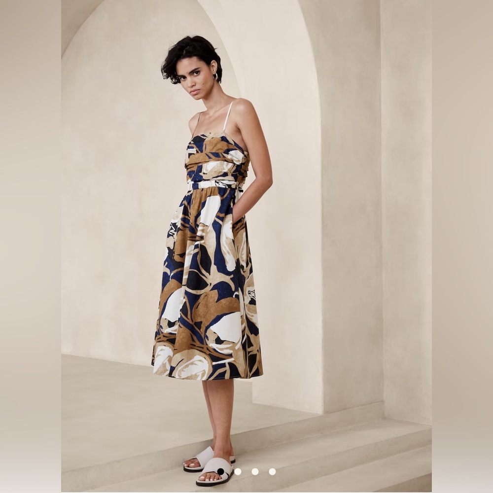 Banana Republic POPLIN GATHERED MIDI DRESS. NWT. Size 6 Petite.